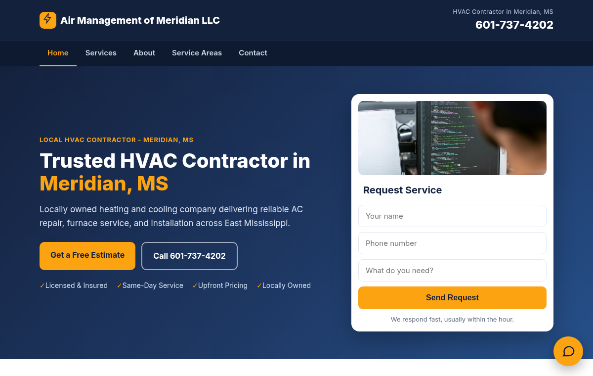 HVAC Business homepage preview