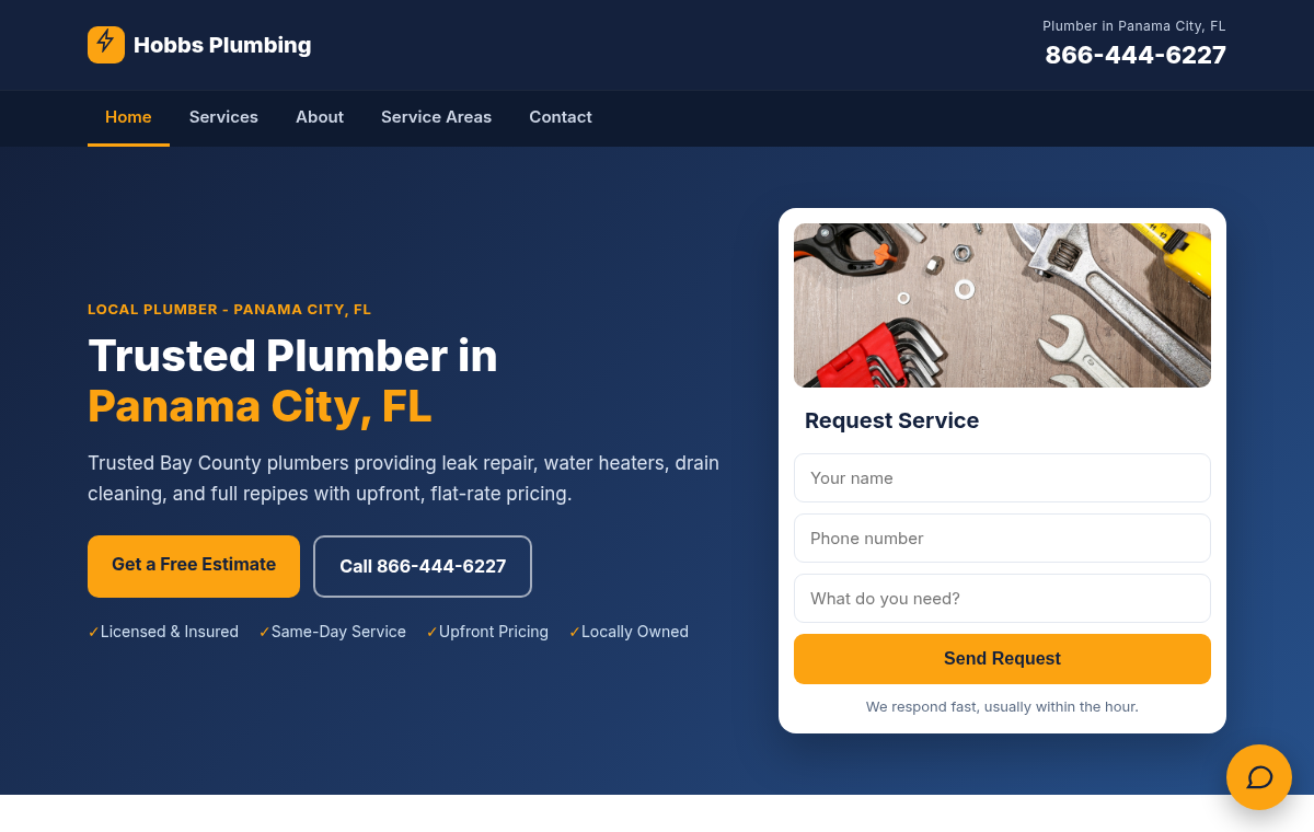 Plumbing Business homepage preview