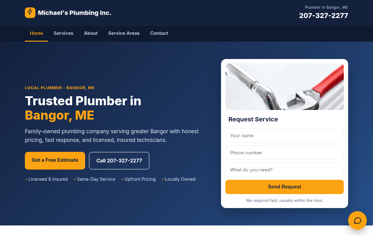 Michael's Plumbing homepage preview